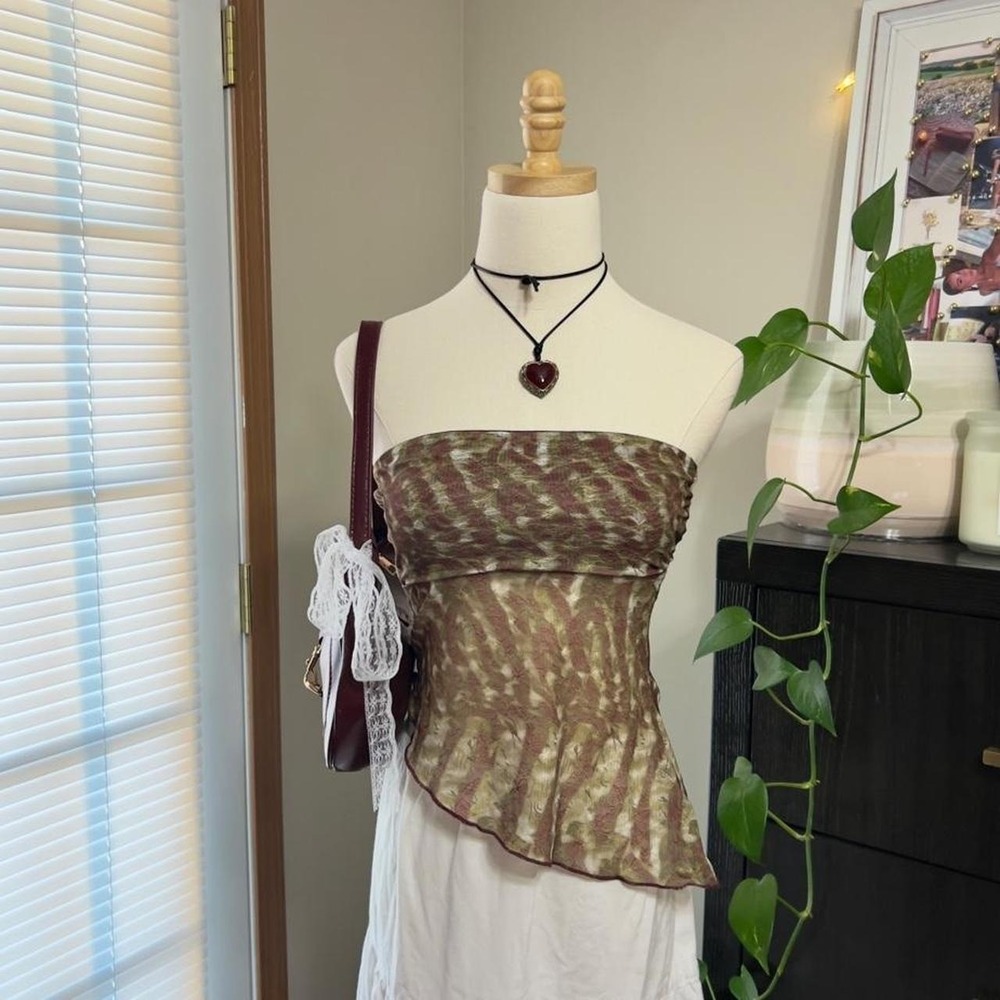 Cider Mesh Asymmetrical Tube Tank Top XS Whimsical Fairycore